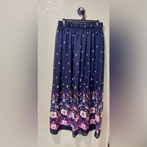 Miami Navy Blue Floral A-Line Skirt